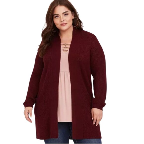 Torrid Brick Red Long Sleeve Knit Cardigan Sweater Size 2x 2 - Picture 1 of 6